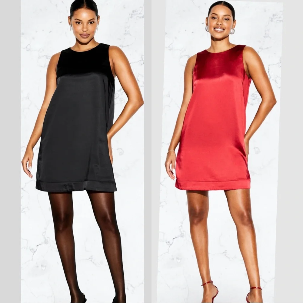 NWTS🌹THE OCCASION L🌹ELITE LINE BLACK SATIN & VELVET OPEN BACK COCKTAIL DRESS - Picture 6 of 16